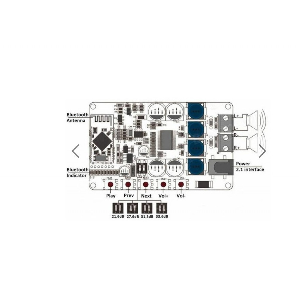 Carte Amplificateur Numérique TDA7492 50W+50W - Avec Bluetooth V4.0 CSR8635 - Pour Haut-parleurs DIY - Double Canal Stéréo - 8