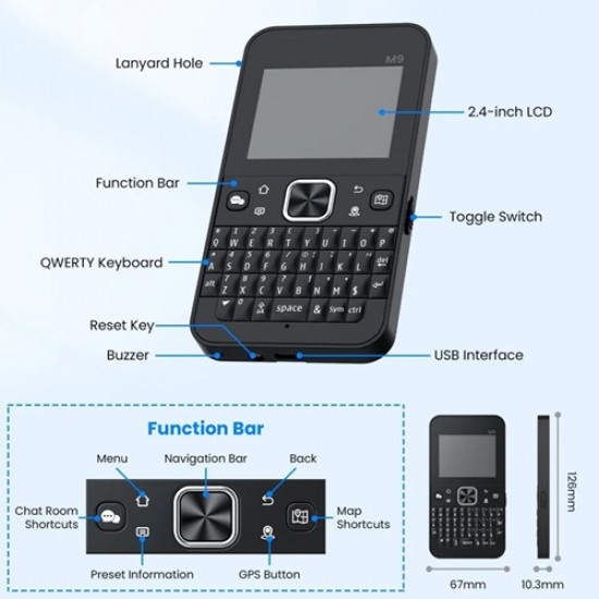 Elecrow ThinkNode M9 MeshCore Communication Terminal with Full Keyboard 2.4inch LCD|ESP32-S3 + LR1110 | GPS | 2300mAh-868 MHz (MPN:LMM16509D)