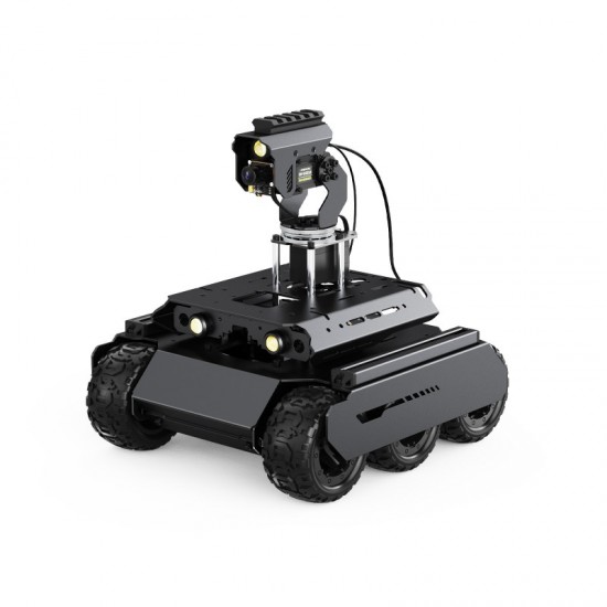 UGV Rover Open-source 6 Wheels 4WD AI Robot Kit, Dual controllers, All-metal Body, Computer Vision, Suitable for RPi 4B [Raspberry Pi Not Included]