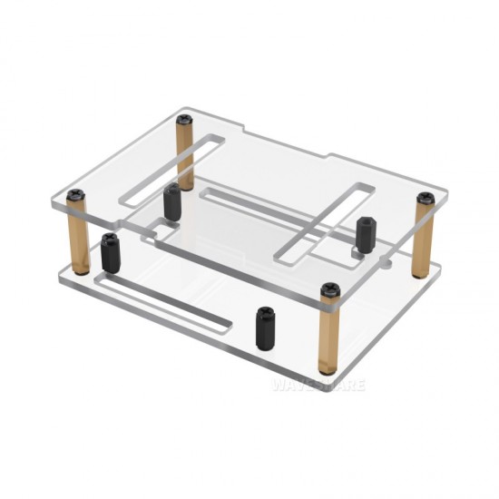 Waveshare Transparent PC Case For Arduino UNO Q, Supports Installation With The UNO Media Carrier Board, With Precise Opening Design For Peripheral Access Waveshare Transparent PC Case For Arduino UNO Q, Supports Installation With The UNO Media Carrier Board, With Precise Opening Design For Peripheral Access