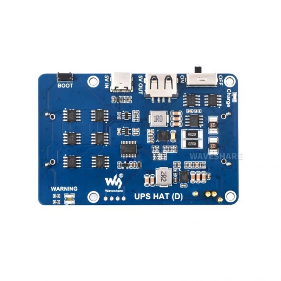 UPS HAT (D) for Raspberry Pi, Supports 21700 Li battery (NOT included), 5V Uninterruptible Power Supply, Pogo Pins Connector