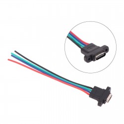 Panel Mount USB Type C 4 Pin Female Connector with Screw Hole - 4 Wire Output Panel Mount USB Type C 4 Pin Female Connector with Screw Hole - 4 Wire Output
