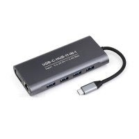 Waveshare USB-C 11-in-1 Hub, RJ45 100Mbps Ethernet Port, 4K High Definition HDMI Port, SD/TF Dual Card Slots, 100W PD Input, Aluminum Alloy Case, Plug And Play