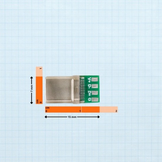 USB-C Male Breakout - 4 Pin PCB USB Type C
