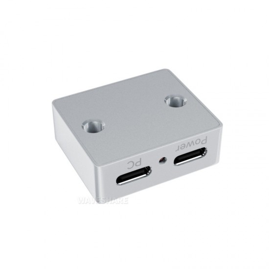 Waveshare Type-C Power And Signal Splitter, Supports 5V DC Independent Power Supply, 3 × Type-C Female Ports, CNC Aluminum Alloy Case, With Indicator