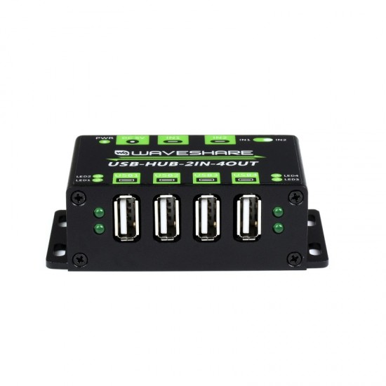 Industrial Grade USB HUB, Extending 4x USB 2.0 Ports, Switchable Dual Hosts - Without Power Supply