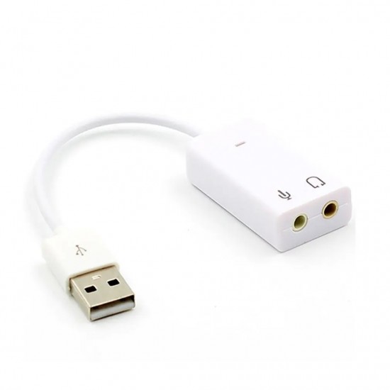USB Sound Card 7.1 Audio Adapter With MIC And 3.5mm Microphone Earphone Socket - White