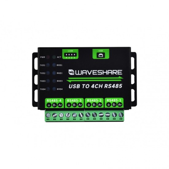 Industrial USB TO 4Ch RS485 Converter, Multi Protection Circuits, Multi Systems Support, Aluminium Alloy Case