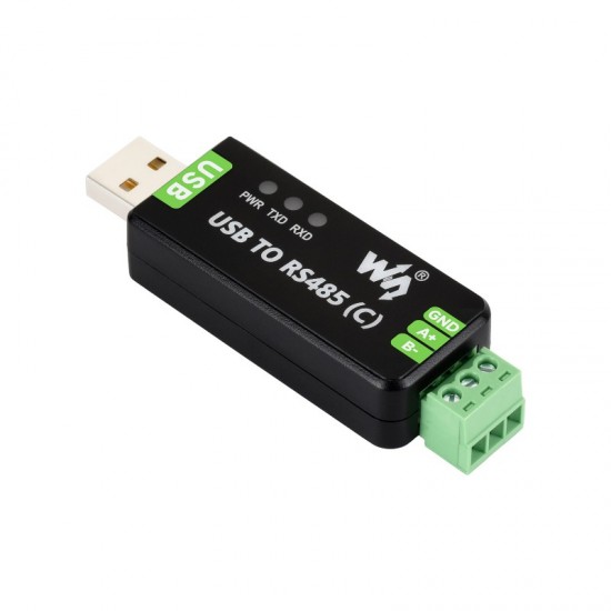 Waveshare USB To RS485 (C) Industrial Grade Isolated Bidirectional Converter, FT232RNL Chip, Onboard Isolated Transceiver And TVS, Up To 1.2km RS485 Transmission Distance