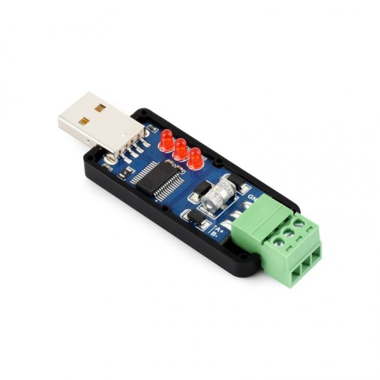 Waveshare USB To RS485 (C) Industrial Grade Isolated Bidirectional Converter, FT232RNL Chip, Onboard Isolated Transceiver And TVS, Up To 1.2km RS485 Transmission Distance