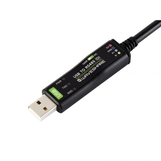 Waveshare USB to RS485 (D) Industrial Grade Isolated Bidirectional Converter, 2m Length, FT232RNL Chip, Onboard Isolated RS485 Transceiver Circuit, Adopts RJ45 Port With T568B Pinout Waveshare USB to RS485 (D) Industrial Grade Isolated Bidirectional Converter, 2m Length, FT232RNL Chip, Onboard Isolated RS485 Transceiver Circuit, Adopts RJ45 Port With T568B Pinout