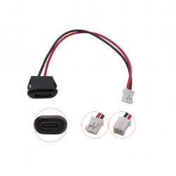 Panel Mount USB Type C Female Connector Jack - JST-PH-2.0 Connector Output - Black Panel Mount USB Type C Female Connector Jack - JST-PH-2.0 Connector Output - Black