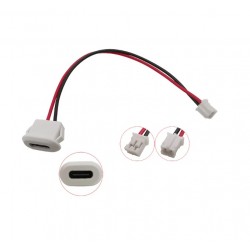 Panel Mount USB Type C Female Connector Jack - JST-PH-2.0 Connector Output - White Panel Mount USB Type C Female Connector Jack - JST-PH-2.0 Connector Output - White