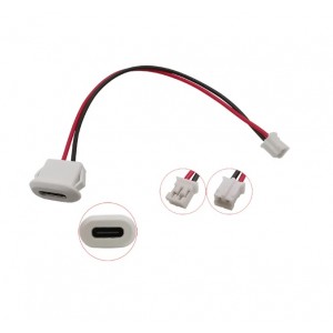 Panel Mount USB Type C Female Connector Jack - JST-PH-2.0 Connector Output - White Panel Mount USB Type C Female Connector Jack - JST-PH-2.0 Connector Output - White