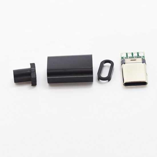 USB Type-C 24 Pin Male Plug with Enclosure - Black