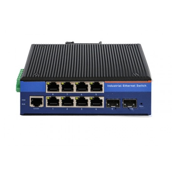 USR-ISG108P-SFP Industrial Grade 9-Port Gigabit Ethernet Switch - 8 Gigabit RJ45 Ports + 1 SFP Port - PoE - Unmanaged - DC48-57V