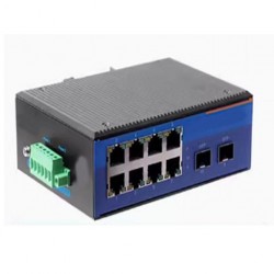 USR-ISG208S-SFP Industrial Grade 10-Port Gigabit Ethernet Switch - 8 Gigabit ETH Ports + 2 SFP ETH Ports - Layer 2 Managed - DC 12-52V