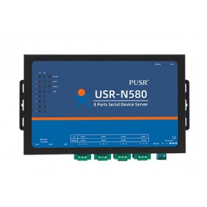 USR-N580 Industrial 8-Port RS485 to Ethernet Converter with Power Adapter | Multi-Port Serial Device Server | Modbus TCP Gateway