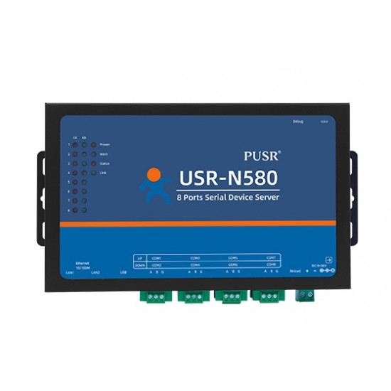 USR-N580 8-port RS485 serial to Ethernet converter (With Power Adapter)