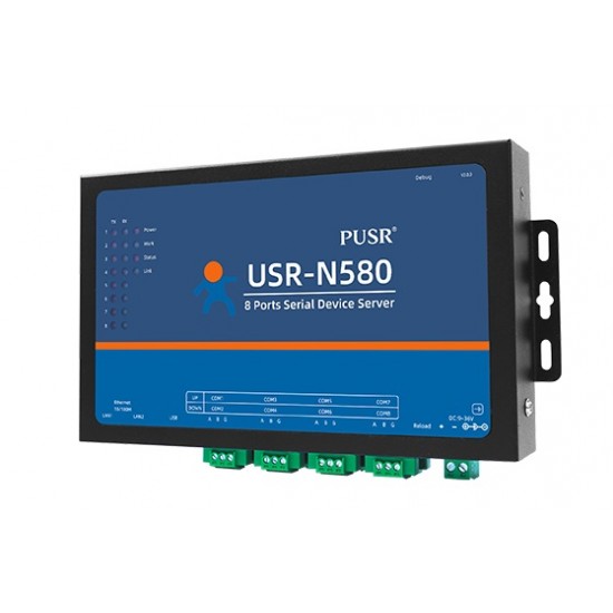 USR-N580 8-port RS485 serial to Ethernet converter (With Power Adapter)