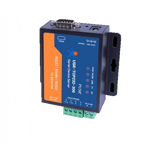 USR-TCP232-306 RS232/RS485/RS422 to Ethernet Converter With power Adapter