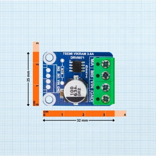 7Semi Vikram-453R6 DC Motor Driver Breakout – 6.5V–45V Input, 3.6A Single Channel (MPN: MD-10114) 7Semi Vikram-453R6 DC Motor Driver Breakout – 6.5V–45V Input, 3.6A Single Channel (MPN: MD-10114)