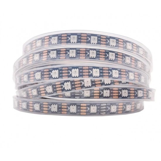 WS2815 12V Addressable RGB LED Strip - 60 LEDs/Meter - IP67 Casing Waterproofing - Black PCB [5 Meter Roll]