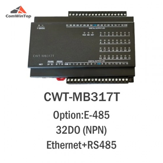 ComWinTop WT-MB317T 32-Channel Digital Output Industrial Modbus Digital Output Controller - Ethernet + RS485 Interfaces