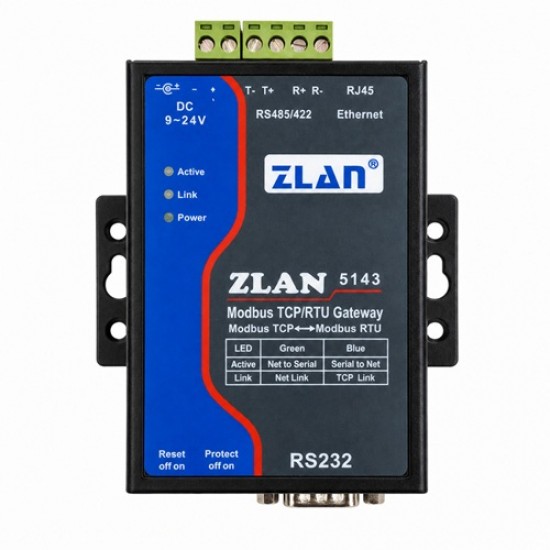 ZLAN5143 RS232/485/422 to Ethernet Communication Module