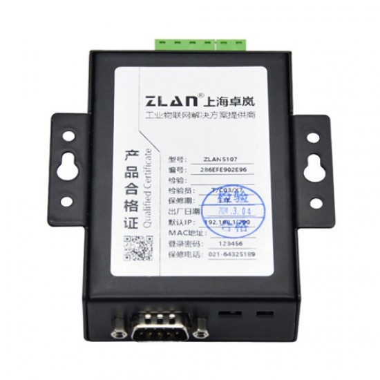ZLAN ZLAN5107 RS232/422/485 to Ethernet Converter - IOT Modbus RTU to TCP Isolated Serial Server Industrial Gateway
