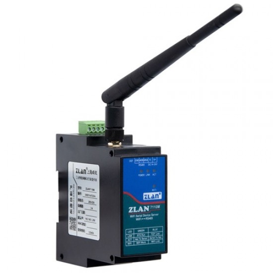 ZLAN7110M RS485 to WiFi Industrial Serial Server – Modbus TCP/RTU & MQTT IoT Gateway, DIN-Rail Wireless Communication Module ZLAN7110M RS485 to WiFi Industrial Serial Server – Modbus TCP/RTU & MQTT IoT Gateway, DIN-Rail Wireless Communication Module