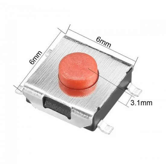 SMD Tactile Micro Switch Reset Button Push to ON - 6x6x3.1 Red