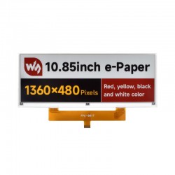 10.85inch e-Paper display (G), e-ink display, 1360x480, Red/Yellow/Black/White, SPI Interface
