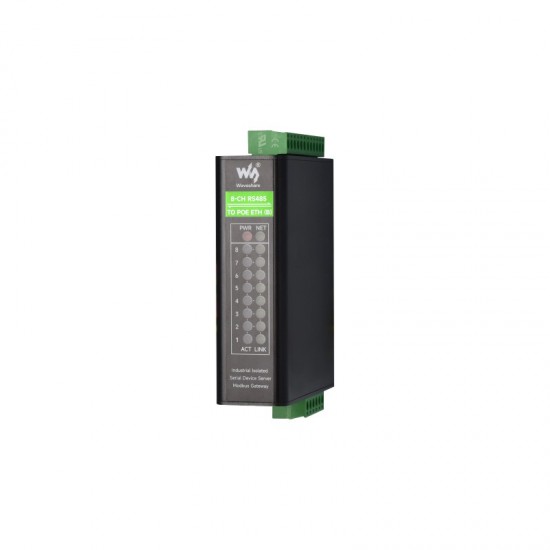8-Ch RS485 to RJ45 Ethernet Serial Server, 8 Channels RS485 Independent Operation, Rail-mount Industrial Isolated Serial Module with PoE Function 8-Ch RS485 to RJ45 Ethernet Serial Server, 8 Channels RS485 Independent Operation, Rail-mount Industrial Isolated Serial Module with PoE Function