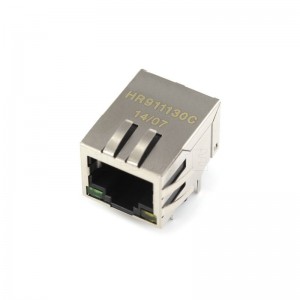 HR911130C RJ45 Receptacle 1 Shielded Bend-in With LED Plugin Ethernet Connector
