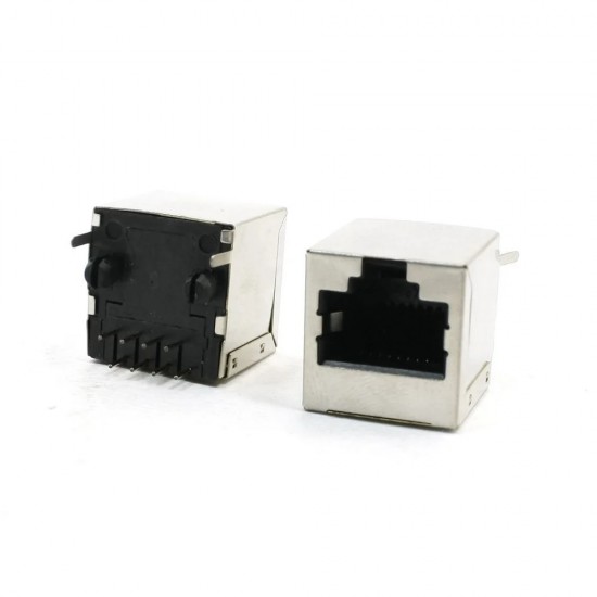 RJ45 8P8C Modular Socket Right Angle - Single Port Ethernet LAN Female Connector - 15 (L) x 16 (W) x 13(H) mm RJ45 8P8C Modular Socket Right Angle - Single Port Ethernet LAN Female Connector - 15 (L) x 16 (W) x 13(H) mm