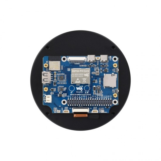 ESP32-P4 3.4 Inch Round Touch Display Development Board, 800 × 800 Resolution, Optical Bonding Toughened Glass Panel, Onboard Dual Microphones, Support Wi-Fi 6 / Bluetooth 5 (LE) ESP32-P4 3.4 Inch Round Touch Display Development Board, 800 × 800 Resolution, Optical Bonding Toughened Glass Panel, Onboard Dual Microphones, Support Wi-Fi 6 / Bluetooth 5 (LE)
