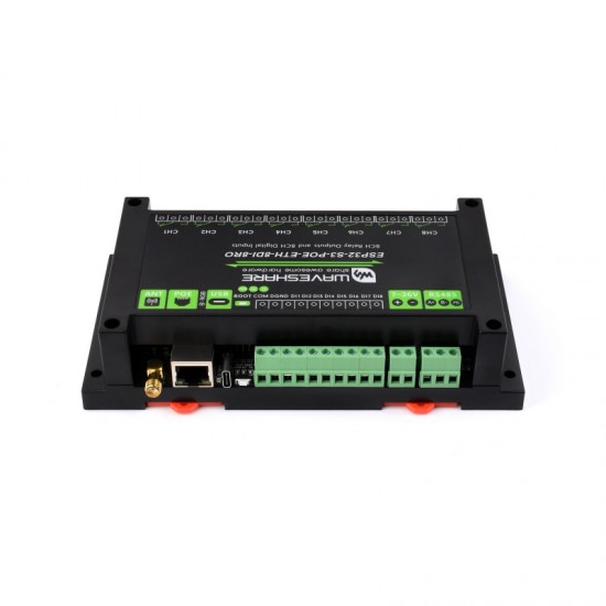 Industrial 8-Channel ESP32-S3 WiFi Relay Module (With PoE Ethernet Port), Onboard isolated RS485 interface, Built-in Xtensa 32-bit LX7 Dual-core Processor, With Multiple Isolation Protection Circuits