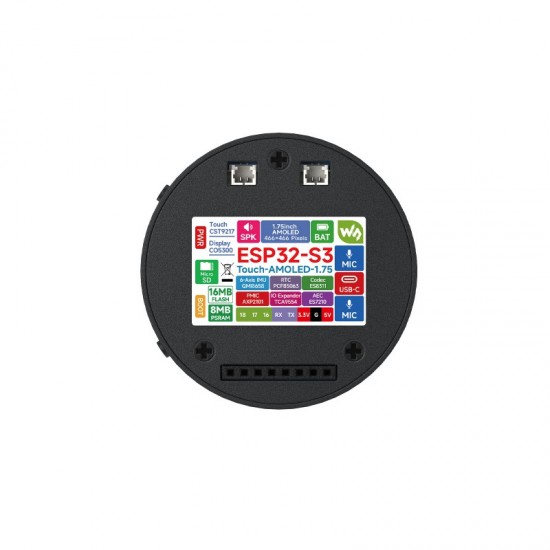 ESP32-S3 1.75inch AMOLED Round Touch Display (Standard version with protective case) Development Board, 32-bit LX7 Dual-core Processor, 466×466 Pixels, QSPI Interface, Onboard Dual Digital Microphone Array, ESP32 With Display ESP32-S3 1.75inch AMOLED Round Touch Display (Standard version with protective case) Development Board, 32-bit LX7 Dual-core Processor, 466×466 Pixels, QSPI Interface, Onboard Dual Digital Microphone Array, ESP32 With Display