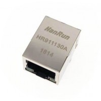 HR911130A RJ45 Receptacle 1 Shielded Bend-in With LED Plugin Ethernet Connector