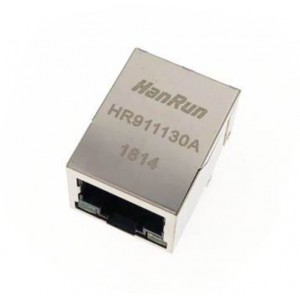 HR911130A RJ45 Receptacle 1 Shielded Bend-in With LED Plugin Ethernet Connector