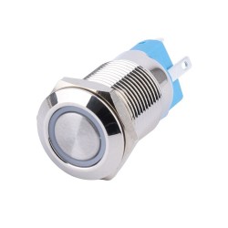 12mm 12-24v Latching Type Round Illuminated Metal Switch - White Ring 12mm 12-24v Latching Type Round Illuminated Metal Switch - White Ring