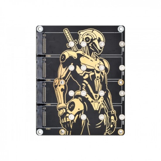 PCIe To 4-Ch M.2 Adapter Board for Raspberry Pi 5, Supports 4-ch NVMe Solid State Drives, Supports Powering The Raspberry Pi 5, Raspberry Pi 5 NVMe with power supply PCIe To 4-Ch M.2 Adapter Board for Raspberry Pi 5, Supports 4-ch NVMe Solid State Drives, Supports Powering The Raspberry Pi 5, Raspberry Pi 5 NVMe with power supply