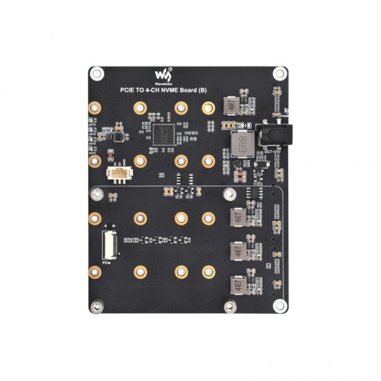 PCIe To 4-Ch M.2 Adapter Board for Raspberry Pi 5, Supports 4-ch NVMe Solid State Drives, Supports Powering The Raspberry Pi 5, Raspberry Pi 5 NVMe with power supply PCIe To 4-Ch M.2 Adapter Board for Raspberry Pi 5, Supports 4-ch NVMe Solid State Drives, Supports Powering The Raspberry Pi 5, Raspberry Pi 5 NVMe with power supply