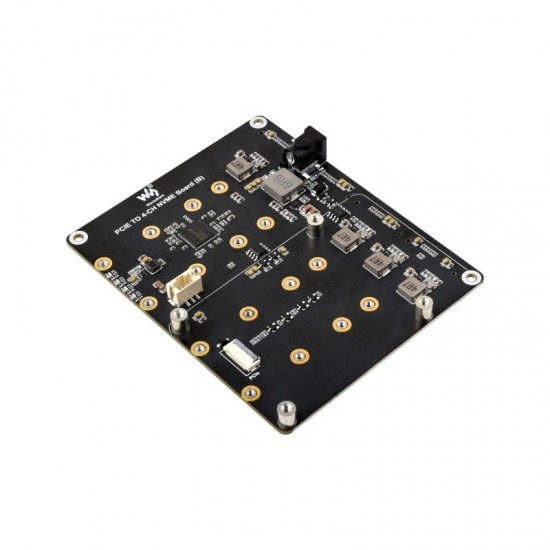 PCIe To 4-Ch M.2 Adapter Board for Raspberry Pi 5, Supports 4-ch NVMe Solid State Drives, Supports Powering The Raspberry Pi 5, Raspberry Pi 5 NVMe with power supply PCIe To 4-Ch M.2 Adapter Board for Raspberry Pi 5, Supports 4-ch NVMe Solid State Drives, Supports Powering The Raspberry Pi 5, Raspberry Pi 5 NVMe with power supply