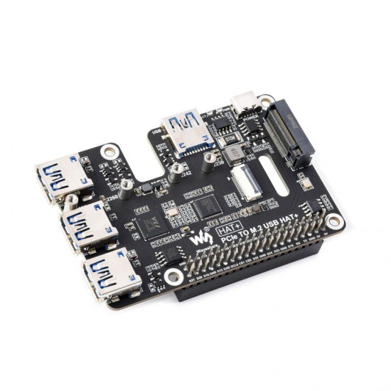 PCIe To USB 3.2 Gen1 And M.2 HAT For Raspberry Pi 5, Supports NVMe Protocol Solid State Drive, Expands 4-Ch USB 3.2 Ports, High-speed Reading / Writing, HAT+ Standard PCIe To USB 3.2 Gen1 And M.2 HAT For Raspberry Pi 5, Supports NVMe Protocol Solid State Drive, Expands 4-Ch USB 3.2 Ports, High-speed Reading / Writing, HAT+ Standard