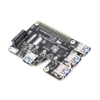 PCIe To USB 3.2 Gen1 And M.2 HAT For Raspberry Pi 5, Supports NVMe Protocol Solid State Drive, Expands 4-Ch USB 3.2 Ports, High-speed Reading / Writing, HAT+ Standard