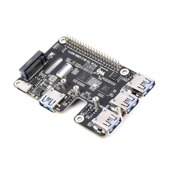 PCIe To USB 3.2 Gen1 And M.2 HAT For Raspberry Pi 5, Supports NVMe Protocol Solid State Drive, Expands 4-Ch USB 3.2 Ports, High-speed Reading / Writing, HAT+ Standard PCIe To USB 3.2 Gen1 And M.2 HAT For Raspberry Pi 5, Supports NVMe Protocol Solid State Drive, Expands 4-Ch USB 3.2 Ports, High-speed Reading / Writing, HAT+ Standard