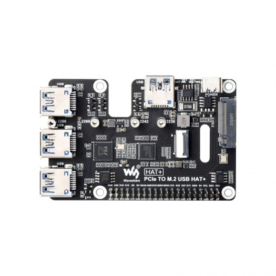 PCIe To USB 3.2 Gen1 And M.2 HAT For Raspberry Pi 5, Supports NVMe Protocol Solid State Drive, Expands 4-Ch USB 3.2 Ports, High-speed Reading / Writing, HAT+ Standard PCIe To USB 3.2 Gen1 And M.2 HAT For Raspberry Pi 5, Supports NVMe Protocol Solid State Drive, Expands 4-Ch USB 3.2 Ports, High-speed Reading / Writing, HAT+ Standard