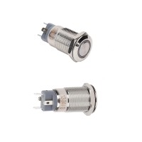 12mm 12-24v Latching Type Round Illuminated Metal Switch - White Ring